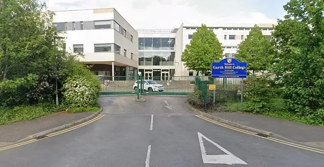The entrance gates to Garth Hill College on Bull Lane