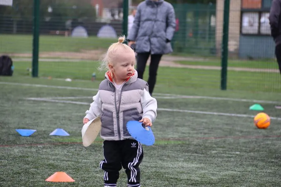 Children at a uSports toddler football class