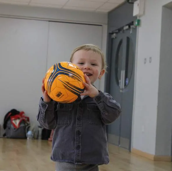 Children at a uSports toddler football class