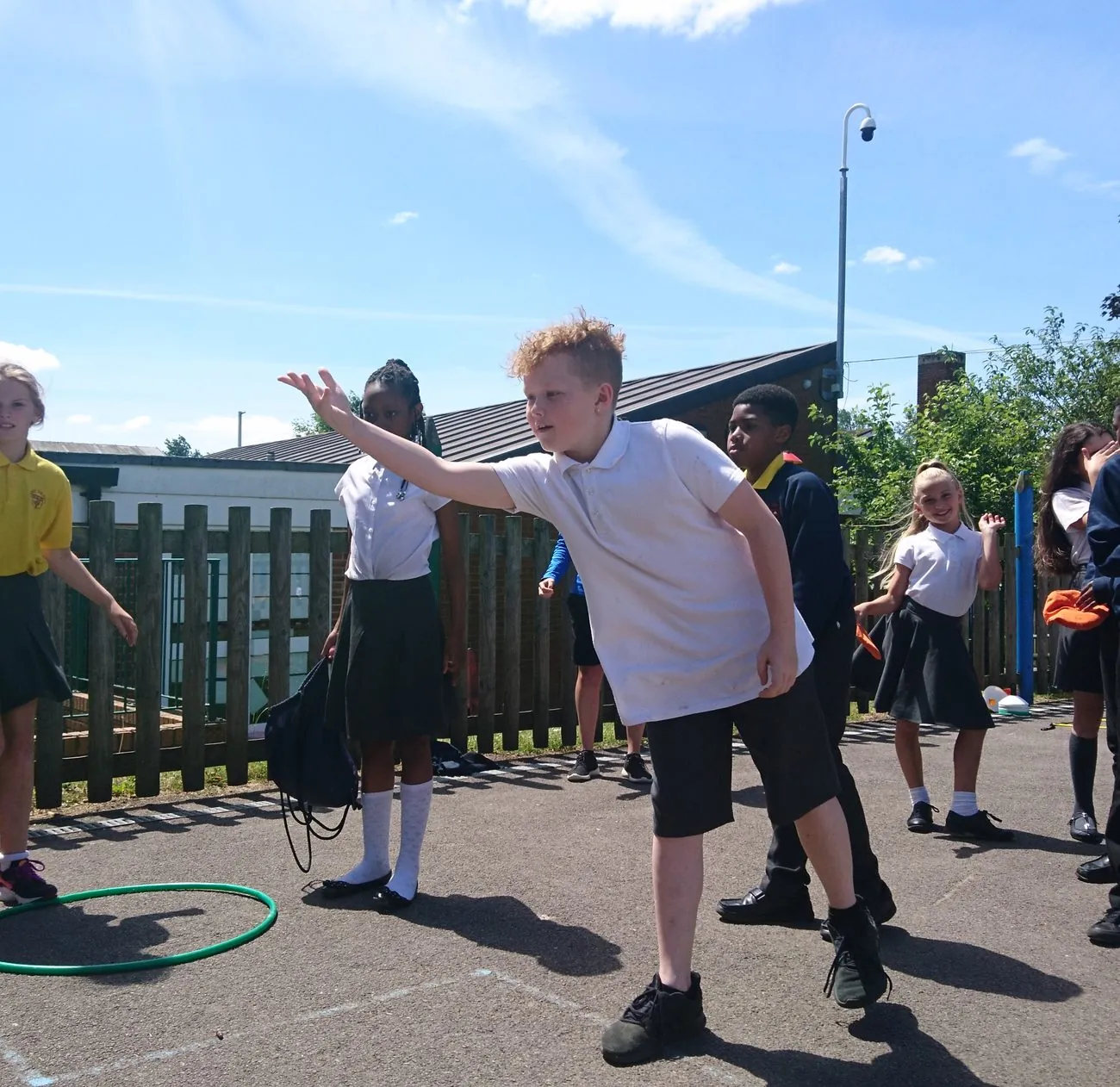 Children taking part in a uSports session in a school playground