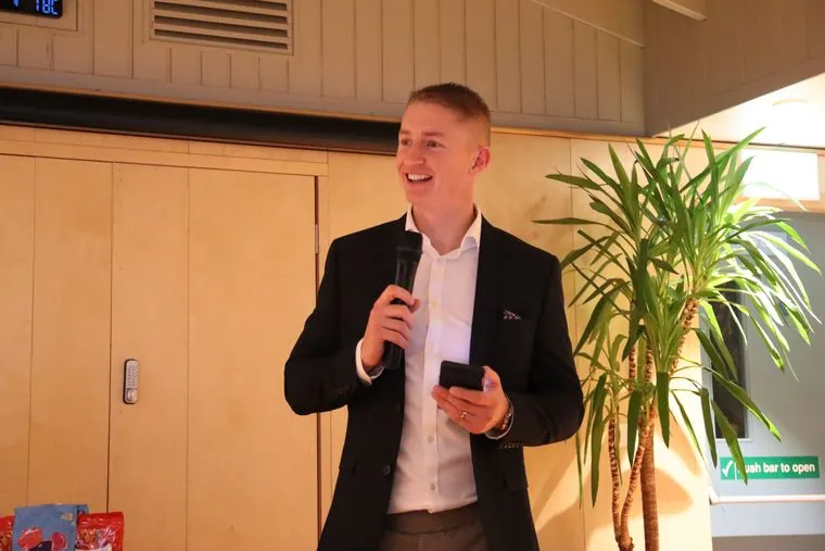 Charlie Hiscox speaking at the uSports awards evening