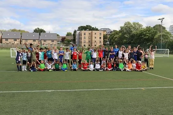 Children and coaches at the uSports Bracknell camp on the Garth Hill College 3G pitch