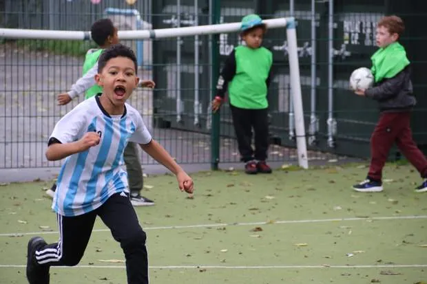 Children at a uSports football development centre session